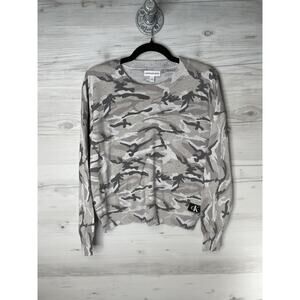 Calvin Klein Jeans Sweater Womens‎ Small Gray Camo Knit Logo Crewneck Pullover